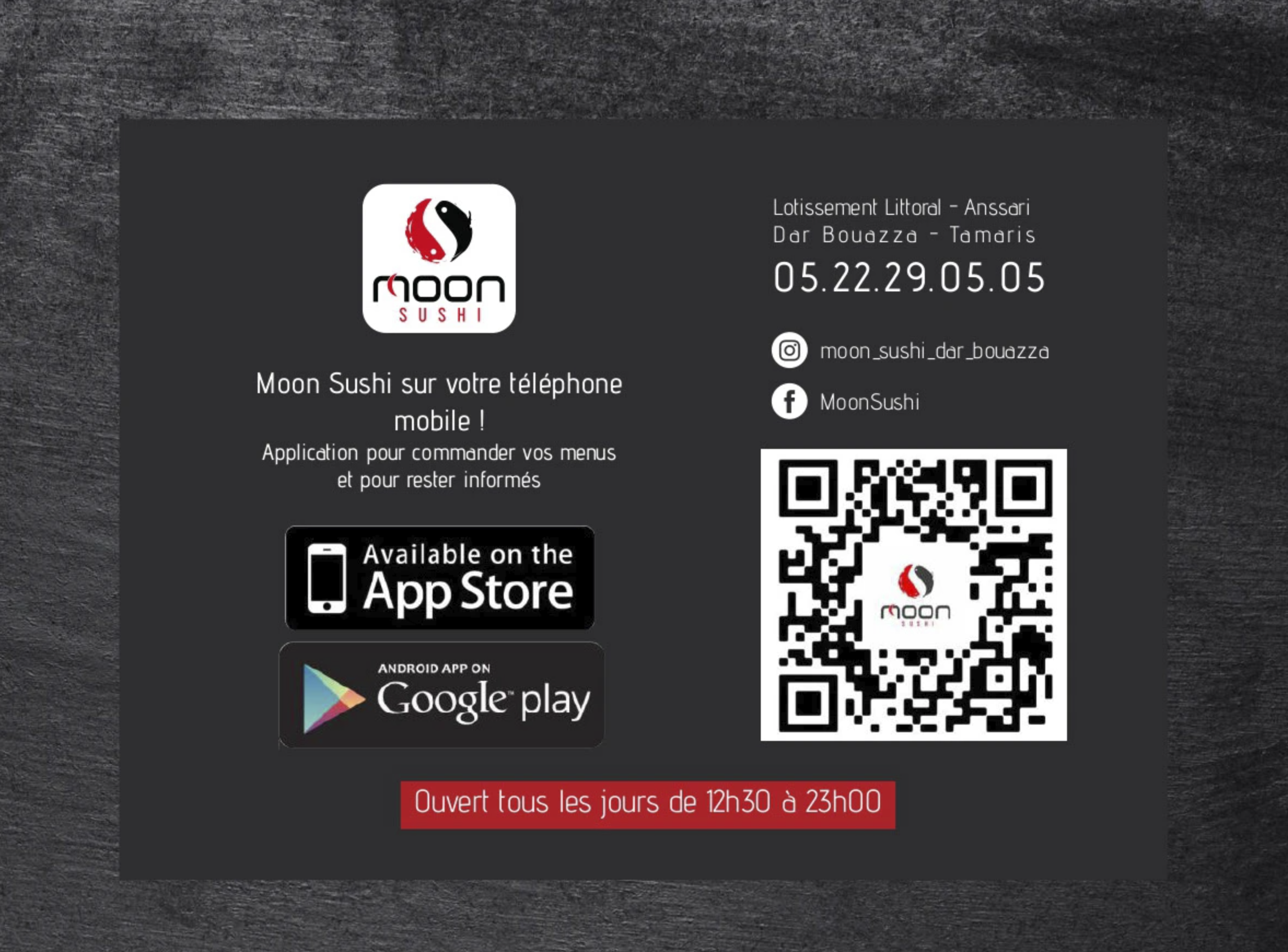 Moon Sushi Menu Card